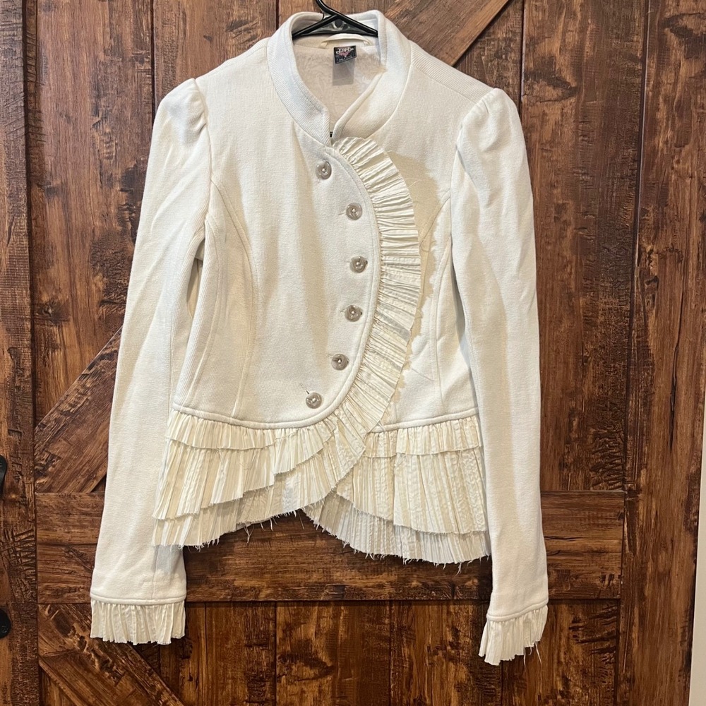 Free People Cream Ruffled Jacket - Picture 2 of 6